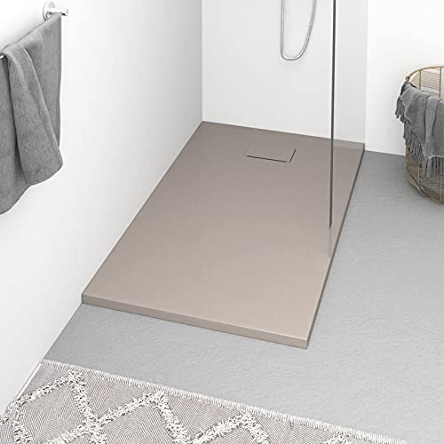 NITCA Piatto Doccia in SMC,Box Doccia,Cabina Doccia,in Vetro-Resina SMC Effetto Pietra,Antiscivolo Riducibile Indistruttibile Filopavimento Arredo Bagno, Marrone 120 x 70 cm