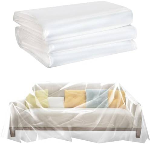 ToKinCen 2PC Sofa-Möbelbezug, Sofabezug, Transparent, Sofa-Staubschutz, Kunststoff, wasserdicht, geeignet für Möbel, Bücherregal, Pflanzenständer, verschleißfest und staubdicht(200cm*300cm)