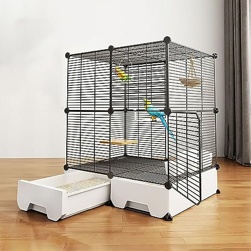 DLAZUM Vogelkäfig, großer Papageienkäfig aus Metall mit abnehmbarem Rollständer, Wellensittichkäfig mit Katzentoilette, für Papageien, Nymphensittiche, Sittiche, Tauben, Flugkäfig für Vögel (Größe: