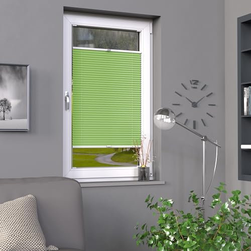 Deco-Raum Plissee auf Maß Grün Fenster Plisseerollo Faltstore Jalousie Sonnenschutz Sichtschutz lichtdurchlässig Rollo für Fenster & Tür B:30-40 cm, H: 201-250 cm