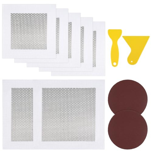 11Pcs Wall Repair Kit,6/4 inch Self Adhesive Plasterboard Wall Repair Patch | with 2 Sandpaper and 2 Putty Knife, for Quickly Fixing Broken Walls and Ceilings Hardware