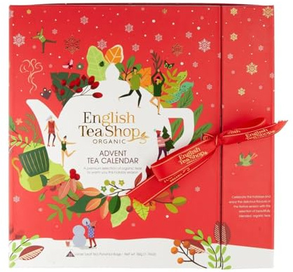 English Tea Shop Organic Tea Book Red Advent Calendar - 24 Tea Bag Sachets | 24 Flavours