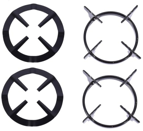 Alipis Soportes para Estufa de Gas Negros 4 Piezas, Bastidores de Hierro Resistentes para Quemadores, Rejillas Antideslizantes para Cocinas Domésticas, Accesorios para Cocinar