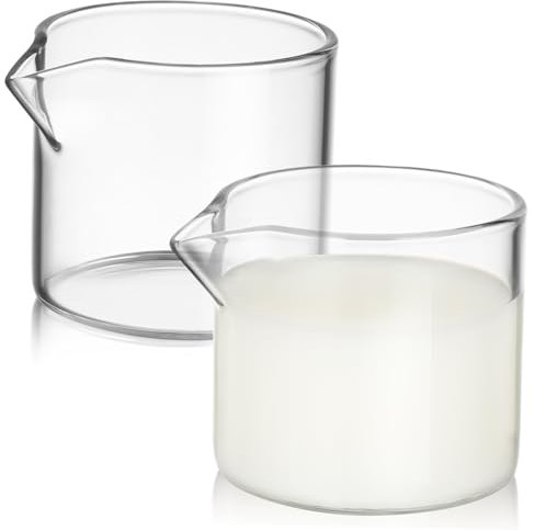 PRETYZOOM Pichet à Lait En Verre 120ml Sans Anse 2 Pièces Pot à Lait Simple Transparent Compact Utilisation Ménagère Pour Café