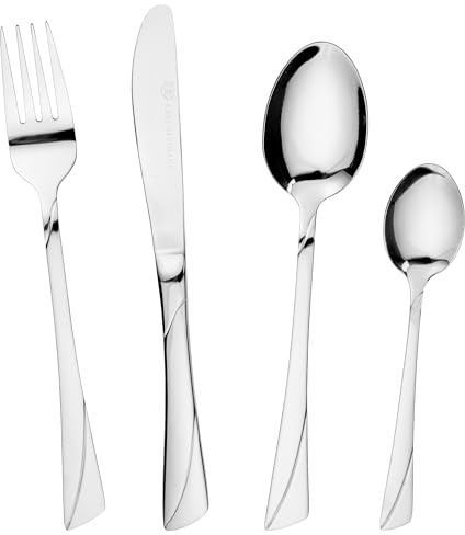 KARL HAUSMANN Service de Table 6 Personnes, 24 Pièces en Acier Inoxydable - Ménagère avec Couteaux Fourchettes Cuillères et Petites Cuillères, Poli Brillant, Couverts Lave-Vaisselle