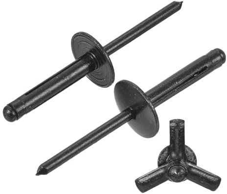 sourcing map 50 Stück 3/16 Zoll x 2,5 cm Aluminium großer Kopf Tri Grip Nieten großer Flansch Tri Grip Nieten für Heimwerker, Blech, Autoreparaturen, Möbel, Marine Boot (schwarz)