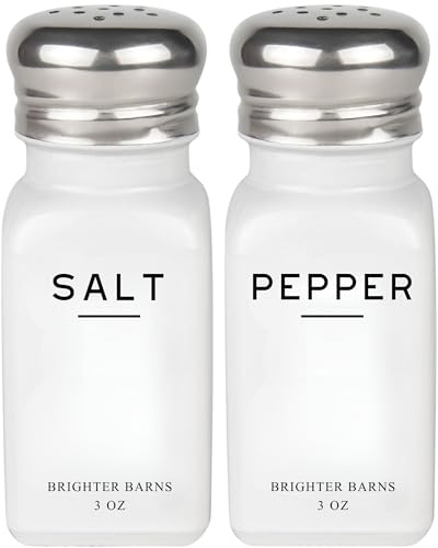 Brighter Barns - Juego de salero y pimentero blanco, decoración de mesa de comedor, accesorio de encimera, salero de vidrio minimalista neutro, accesorios de cocina modernos para restaurante, hotel,