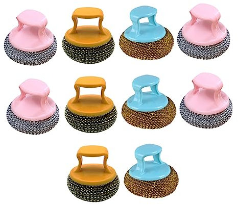 minkissy 2 Sätze Kugelbürste Reinigen Schrubber Für Die Küche Geschirr Schrubben Topfpfanne Bürste Tragbare Geschirrspüler Reinigungsbürste Scheuerschwamm Aus Stahl Plastik 10 Stück * 2