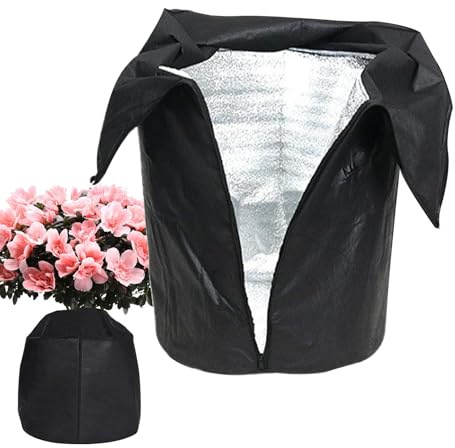 Thermo Topfschutz Pflanzen, 45 x 50 cm Thermo Topfschutz für Pflanzen mit Reißverschluss und Kordelzug, Winterschutz für Kübelpflanzen, Winter Topfschutz, Für Topfpflanzen, Sträucher, Bäume
