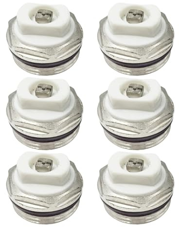 6Pcs 3/8Inch Air Vent Radiator Bleed Valves Replacement Self Sealing Radiator Bleed Valves Radiator Exhaust Valves