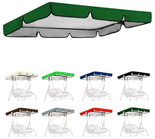 Swing Seat Canopy Replacement 3 Seater,Replacement Canopy for Swing Waterproof Windproof Anti-UV 210D Oxford Cloth Outdoor Furniture Protector (Size:77x49x6inch/195x125x15cm,Color:Dark Green)