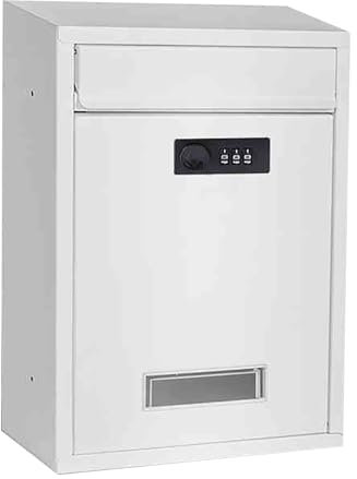 Buzón con Cerradura de combinación, buzones de Pared con Cerradura, Moderno buzón de Acero de Gran tamaño para Exteriores de casa, 23 x 7,6 x 30 cm (Blanco)