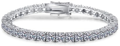 3–4 mm Moissanit-Diamant-Armbänder für Herren, D-Farbe, Tennis-Armband, 925er Sterlingsilber-Armband für Damen, Moissanit-Hochzeitsarmband