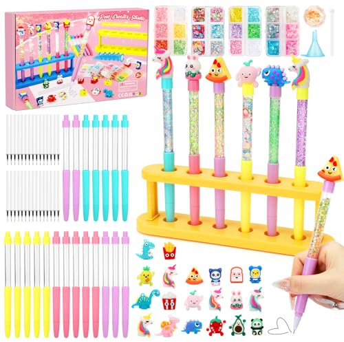 SKAMORI Fabrique a Stylos, Kit de Creation Stylo Enfant, 20 Pièces Atelier des Stylos avec 120 Accessoires, Activité Manuelle Enfant & Cadeau Fille 5 6 7 8 9 10 Ans