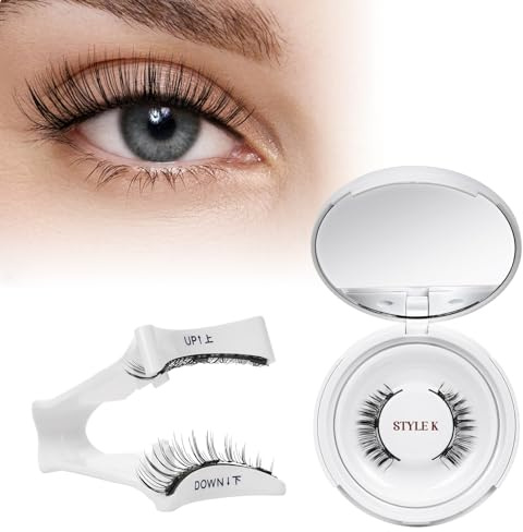 Ciglia finte magnetiche, ciglia magnetiche naturali riutilizzabili con applicatore, non necessita di colla, facili da indossare e rimuovere con istruzioni (stile K)