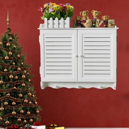 EXCLURA Fuse Box Cover Cabinet Wall Mounted Electric Meter Box Cover Cabinet, Shutter Door Breaker Box Cover Decorative, Fuse Box Cover for Hiding Electrical Panels/Routers(White,53.5x40CM-21x15.7)