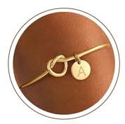 TINGN armband dam guld med bokstäver, 14K guld guldpläterade armband med bokstäver AZ kärleksknut armband skivor monogram armband personliga presenter för kvinnor flickor smycken kvinnor, 2.75 inches