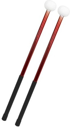 Lot de 2 bâtons de timbales en alliage avec tête en feutre pour l'éducation musicale Rouge 39,7 x 3,6 x 1,5 cm
