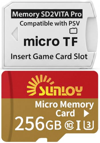 SD2Vita 6.0 PS Vita Memory Card Adapter with 256GB Micro SD Card, High Speed microSDXC UHS-I Flash Memory Card with PSVita SD Card Adapter for PSV 1000/2000 PSTV FW 3.60 HENkaku Enso System