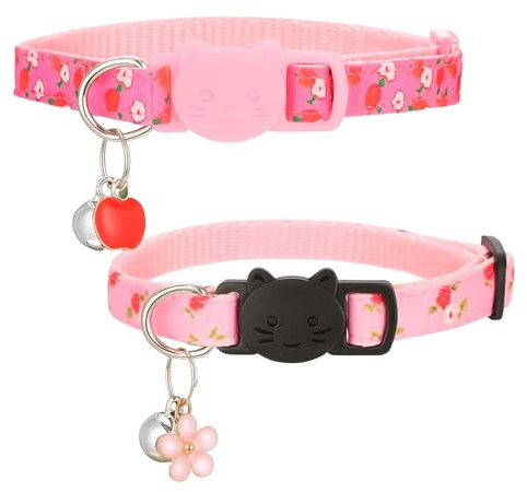 2 Stück Katzen Halsbänder, Halsband Katze Abreißbares Katzenhalsband Reflektierende Verstellbar Kitten Halsband für Hauskatzen, Kleine Hunde