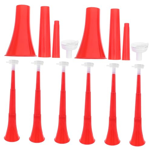 Parliky 8pcs Collapsible Stadium Horns Red Soccer Trumpets Loud Vuvuzela Noise Makers for Birthday Parties Graduations Sports Events Portable Telescopic Cheer Megaphones