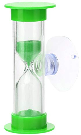 2 minuti per lavarsi i denti, clessidra, timer, gestione del tempo, ventosa, clessidre, orologio con sabbia, regalo, decorazione per la casa, per bambini e adulti (verde)
