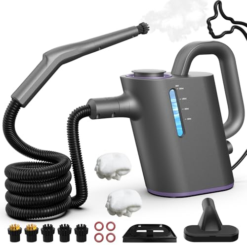 AbleMark Dampfreiniger Handgerät 550ML Tank,15s Schnellaufheizung Tragbarer Dampfreiniger mit 16 Zubehör,1500W Chemiefrei Handdampfreiniger für Küche, Bad, Fugen, Fenster, Auto & Polster
