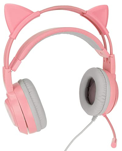 RASTKY Cuffie da Gioco SYG25Ear – Cuffie da Gioco USB e 3,5 Mm con Regolazione del Volume, Microfono con Cancellazione del Rumore Disattivato, vestibilità Comoda e Orecchie Rimovibili - Rosa (PINK)