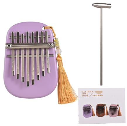 Vroomoto KALIMBA MINI DAUMENKLAVIER 8 TASTEN TRAGBARES MUSIKINSTRUMENT FÜR ANFÄNGER REISEN GESCHENK ERWACHSENE PARTY INTERESSANTE SZENE SAPELE HOLZ (10,5x7,5x2,6cm)