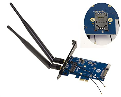KALEA-INFORMATIQUE Contrôleur PCIe pour Carte Mini PCI Express (MiniPCIe mPCIe) WiFi ou Bluetooth avec Lecteur Carte SIM | Contrôleur PCIe pour carte Mini PCIe WiFi ou Bluetooth avec lecteur de carte SIM intégré.