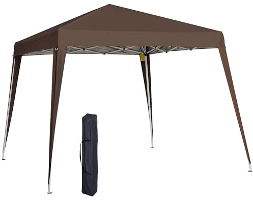 Outsunny Tonnelle de Jardin 3x3m Pop up Tente Pliable Acier Polyester imperméabilisé Anti UV avec Sac de Transport Chocolat