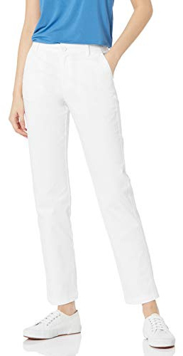 Amazon Essentials Femme Pantalon Chino en Textile Sergé Extensible à Coupe Ajustée et Jambe Droite