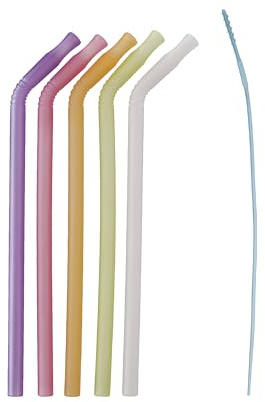 b.box Cannucce Riutilizzabili in Silicone (Confezione da 5) | Pieghevoli con Scovolino | Adatte ai Bambini, Lavabili in Lavastoviglie | Per Bevande Calde o Fredde