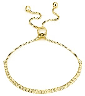 Lisandra Scott Funkelndes Tennis Deluxe Armband, Damenarmband mit Strahlenden Kristallen, Schiebe-Tennisarmband für Damen Silber, Gold und Rosegold 925