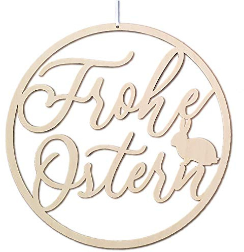 Osterkranz aus Holz - DIY Türkranz Frohe Ostern