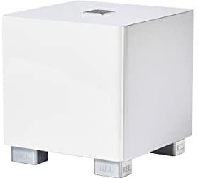 REL T/5 x 8-tums driven subwoofer – kompakt förseglad design med klass AB-förstärkare, RCA-ingångar och kraftfull bas för HiFi-stereosystem, hemmabio och surroundljud – högglansig vit finish