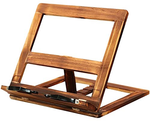 TOMYEUS Buchständer Faltbarer Rezept-Buchständer, Holzrahmen-Lese-Bücherregal, Tablet-PC-Support-Stand-Stabiler Leichter Buchstand Leseständer