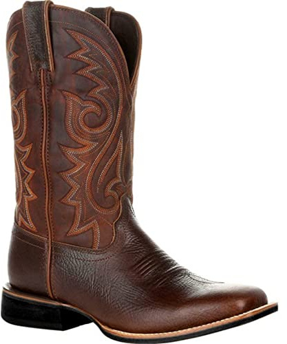 Cowboy Boots Men Wide Classic Vintage Mid Calf Western Boots Embroidery Pointed Toe Block Heel Slip-On Unisex Size 5-13 UK