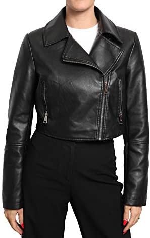 QUEEN HELENA Giacca in Ecopelle Biker Giubbetto Corto Giacchetta Leggera Casual Morbida Donna Y3001
