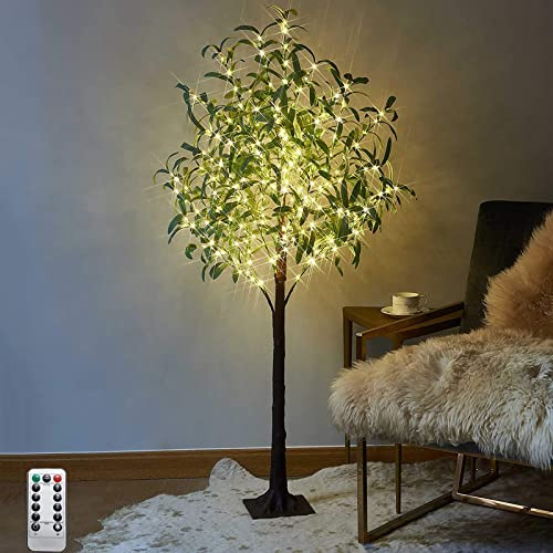 150 cm LED Baum, LED-Deko-Olivenbaum, 560 Beleuchtet Grüne Blätter, 240 LEDs Lichterbaum, Alternativer Weihnachtsbaum, 8 Lichtmodi, IP44, Beleuchteter Olivenbaum, Künstliches Grünpflanzen mit Lichter