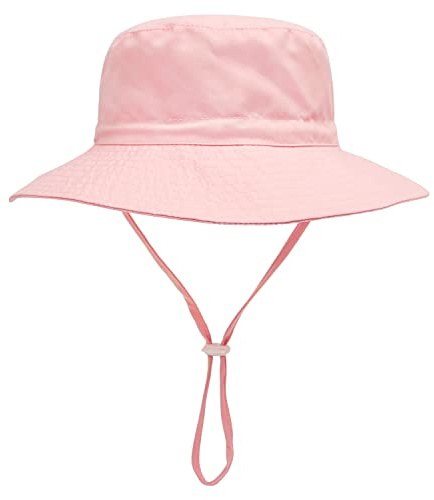 YANWANG Bebé Niños Ajustable Bucket Sun Hat, UPF 50+ Protección Solar Gorra de Playa para Niños Pequeños Niñas(Light Pink,2-6years)