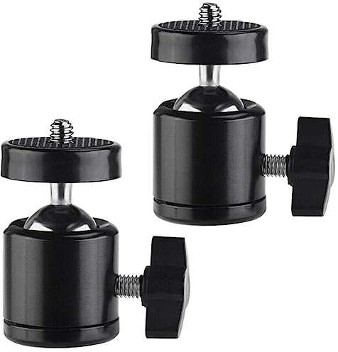 Fotasy 2 Pcs 360° Rotating Swivel Mini Ball Head Ballhead with 1/4 Screw, Mount Bracket Holder Tripod, Aluminium Alloy 2.5oz Light Weight, Loads 4 lbs, Compatible with DSLR Smartphone, Action Cameras