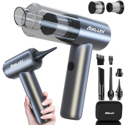 aokway Mini Vacuum Cleaner for Car, 15000PA Powerful Suction, Rechargeable Small Car Vacuum Portable Cordless, Handheld car Vacuum Cleaner & Air Duster for Home, Desk,PC, Keyboard