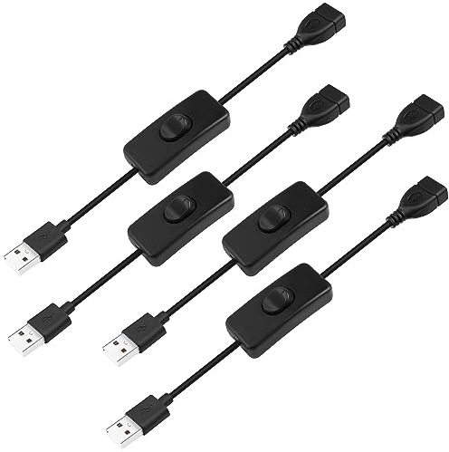 HATMINI USB Extension Cable 4 Pcs 5V Male to Female Extender with Switch Suitable for 5V USB Fan, LED Strip, Desk Lamp, Driving Recorder LED Strip