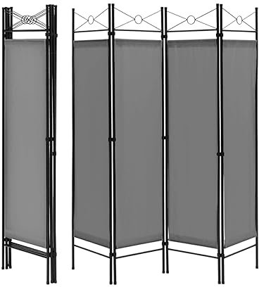 Multigot 4 Panel Room Divider, Folding Protective Screens, Movable Partition Privacy Separator for Living Room Bedroom Office (Grey)