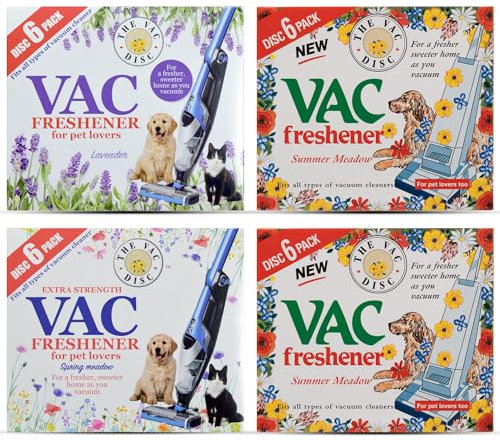 BESTUS - Hoover Discs Scented Vacuum Freshener - Pet Lover 4 Packs (24 Discs), Fits All Vacuum Cleaners, Summer & Spring Meadow, Lavender - VAC Freshens Air with Pleasant Scents for Home & Office