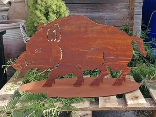 Generisch NEU !! Großes Wildschwein ca. 68 cm breit aus Metall Edelrost Rost Weihnachten Deko Tiere Advent Wald Förster Jagd Herbst