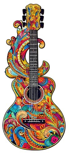Blumuze Holzpuzzle Erwachsene 170 Stück, Gitarre Holz Puzzle, Holzpuzzle Einzigartige Tierform Puzzleteile, Puzzle aus Tierteilen, Puzzle Holz Erwachsene mit Geschenkbox aus Holz (M-15.3 * 35.6cm)