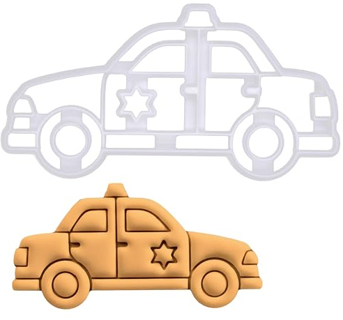 BAKERLOGY Emporte-pièce Voiture de Patrouille du Shérif - Conception détaillée d'emporte-pièces pour la pâtisserie et l'artisanat, adaptée au fondant, à la pâte, à l'argile