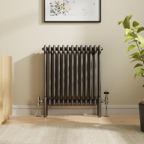 NRG Heizkörper, 600 x 605 mm, Rohmetall, traditioneller Gusseisen-Stil, dreifach Säulen, horizontal, Heizkörper, Zentralheizung, Heizkörper, perfekt für Badezimmer, Küche, Wohnzimmer